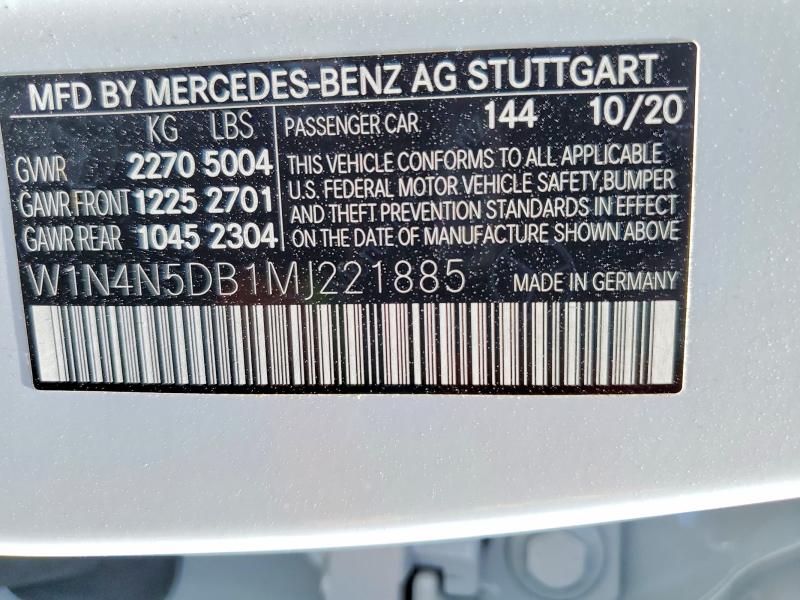 2021 Mercedes-benz Gla მანქანა იყიდება აუქციონზე, vin: W1N4N5DB1MJ221885, აუქციონის ნომერი: 64512086