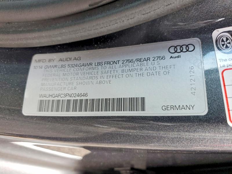64064106 :رقم المزاد ، WAUHGAFC3FN024646 vin ، 2015 Audi A6 مزاد بيع