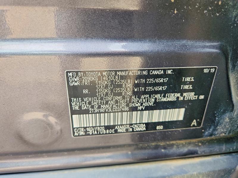 Aukcja sprzedaży 2020 Toyota Rav4, vin: 2T3H1RFV3LC037486, numer aukcji: 66233086