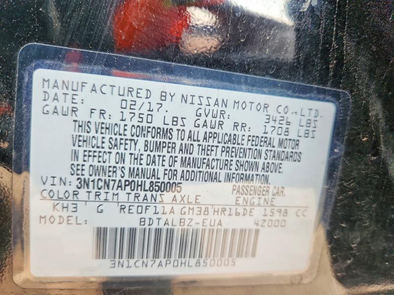 Aukcja sprzedaży 2017 Nissan Versa, vin: 3N1CN7AP0HL850005, numer aukcji: 63672576