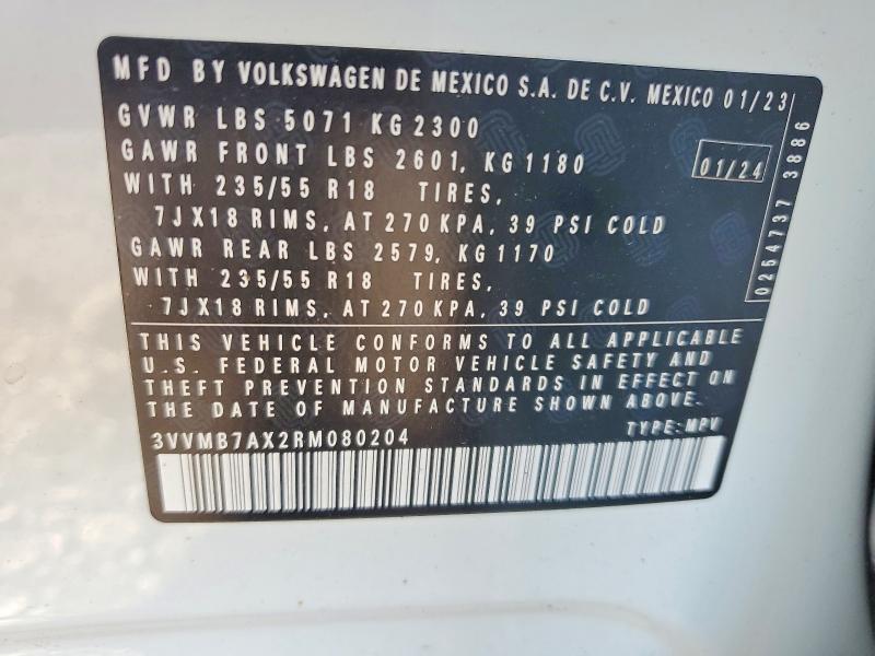 Aukcja sprzedaży 2024 Volkswagen Tiguan, vin: 3VVMB7AX2RM080204, numer aukcji: 65724806