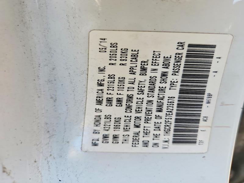 Aukcja sprzedaży 2014 Honda Accord, vin: 1HGCR2F57EA235676, numer aukcji: 63415186