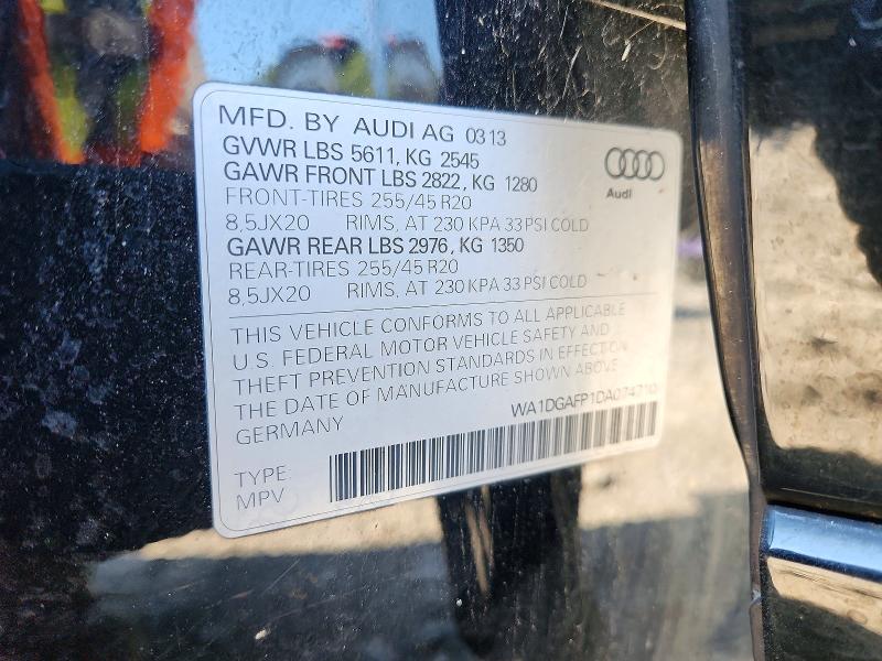 2013 Audi Q5 მანქანა იყიდება აუქციონზე, vin: WA1DGAFP1DA074710, აუქციონის ნომერი: 64274896