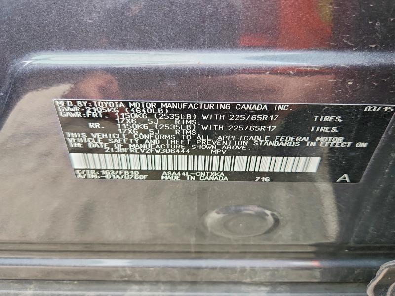 65627406 :رقم المزاد ، 2T3BFREV2FW306444 vin ، 2015 Toyota Rav4 مزاد بيع
