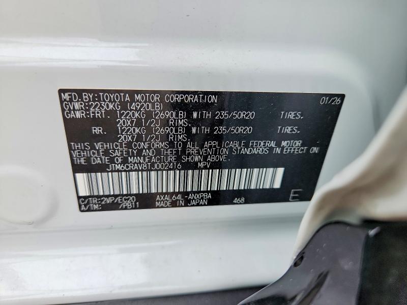 2026 Toyota Rav4 მანქანა იყიდება აუქციონზე, vin: JTM6CRAV8TJ002416, აუქციონის ნომერი: 65196306