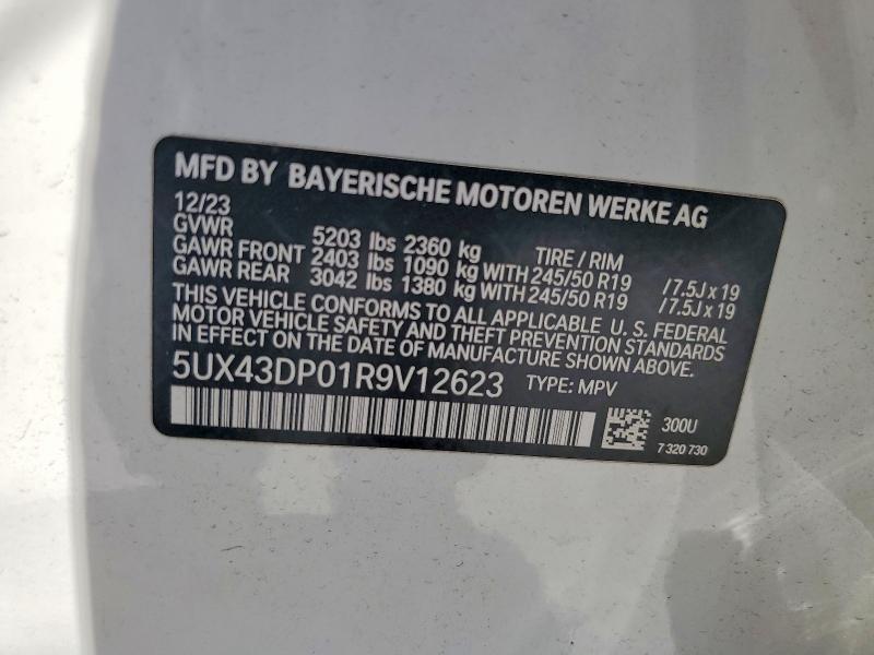 65885626 :رقم المزاد ، 5UX43DP01R9V12623 vin ، 2024 Bmw X3 مزاد بيع