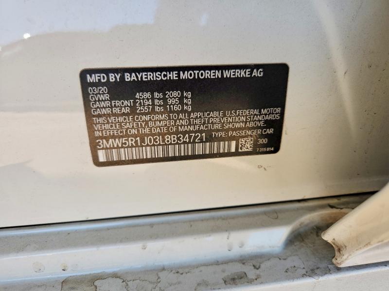 Aukcja sprzedaży 2020 Bmw 330i, vin: 3MW5R1J03L8B34721, numer aukcji: 65519836