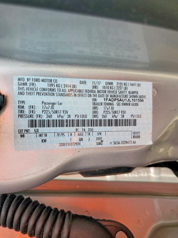 Продажа на аукционе авто 2018 Ford C-max, vin: 1FADP5AU1JL101596, номер лота: 66429476