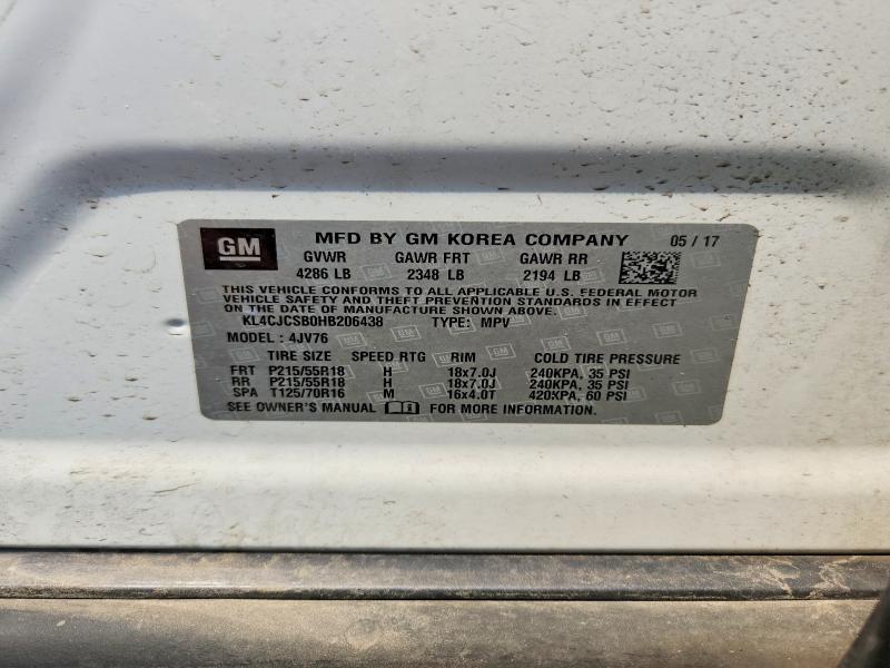 Aukcja sprzedaży 2017 Buick Encore, vin: KL4CJCSB0HB206438, numer aukcji: 63912776