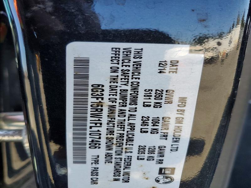2015 Chevrolet Ss მანქანა იყიდება აუქციონზე, vin: 6G3F15RW1FL107466, აუქციონის ნომერი: 64280786