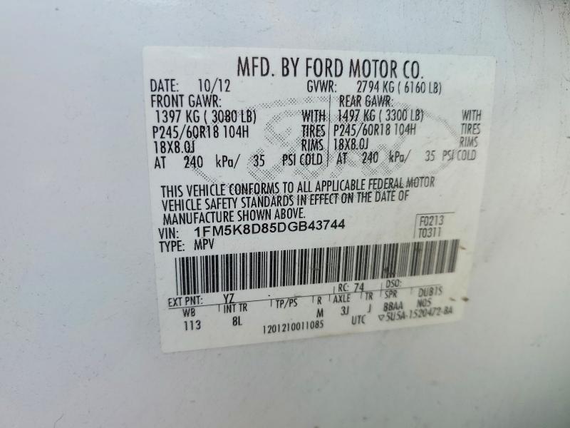 Продаж на аукціоні авто 2013 Ford Explorer, vin: 1FM5K8D85DGB43744, номер лоту: 65269646