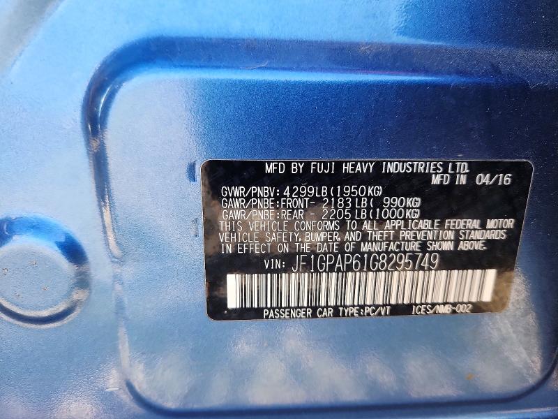 Продажа на аукционе авто 2016 Subaru Impreza, vin: JF1GPAP61G8295749, номер лота: 65571356