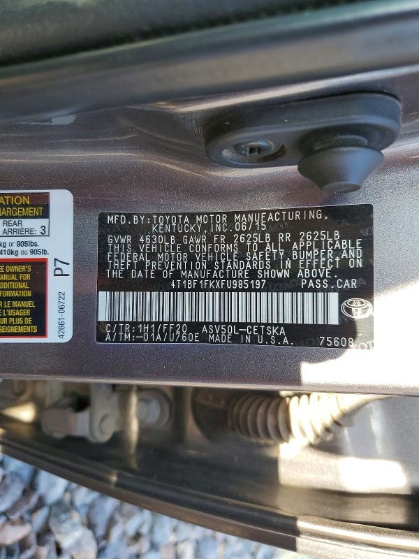 Aukcja sprzedaży 2015 Toyota Camry, vin: 4T1BF1FKXFU985197, numer aukcji: 66621026