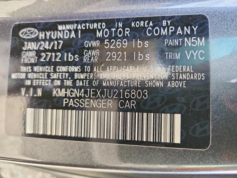 65933826 :رقم المزاد ، KMHGN4JEXJU216803 vin ، 2018 Genesis G80 مزاد بيع