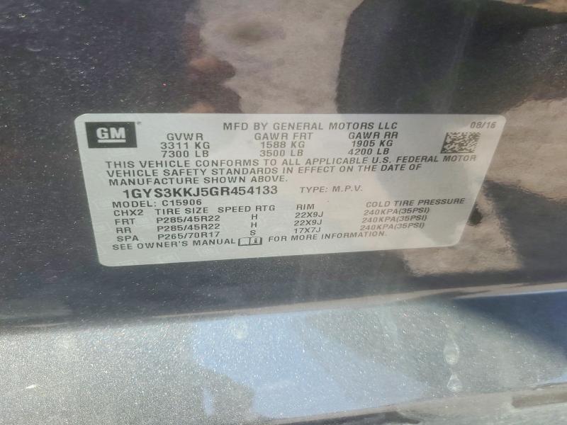 64020656 :رقم المزاد ، 1GYS3KKJ5GR454133 vin ، 2016 Cadillac Escalade مزاد بيع