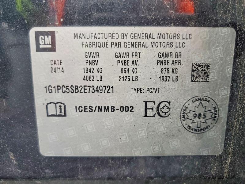 Продажа на аукционе авто 2014 Chevrolet Cruze, vin: 1G1PC5SB2E7349721, номер лота: 62789736