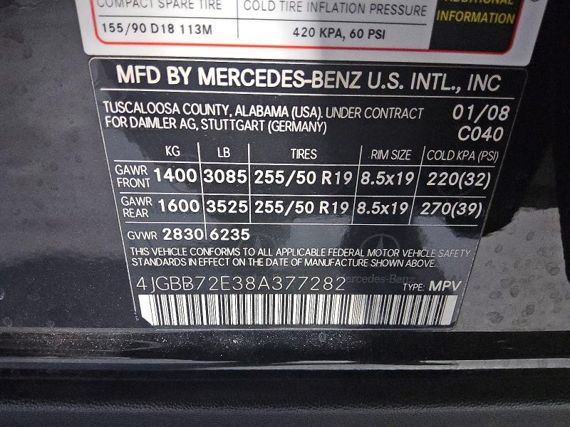 Продаж на аукціоні авто 2008 Mercedes-benz Ml, vin: 4JGBB72E38A377282, номер лоту: 64300386