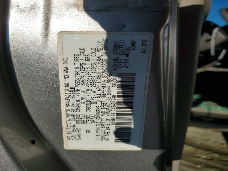 65995126 :رقم المزاد ، 5TBBT44174S451240 vin ، 2004 Toyota Tundra مزاد بيع