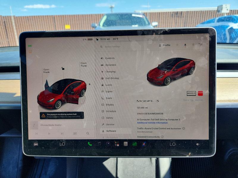 65315626 :رقم المزاد ، 5YJ3E1EA5NF286538 vin ، 2022 Tesla Model 3 مزاد بيع