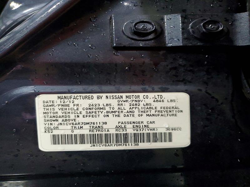 64027256 :رقم المزاد ، JN1CV6AR7DM761138 vin ، 2013 Infiniti G37 Sedan مزاد بيع