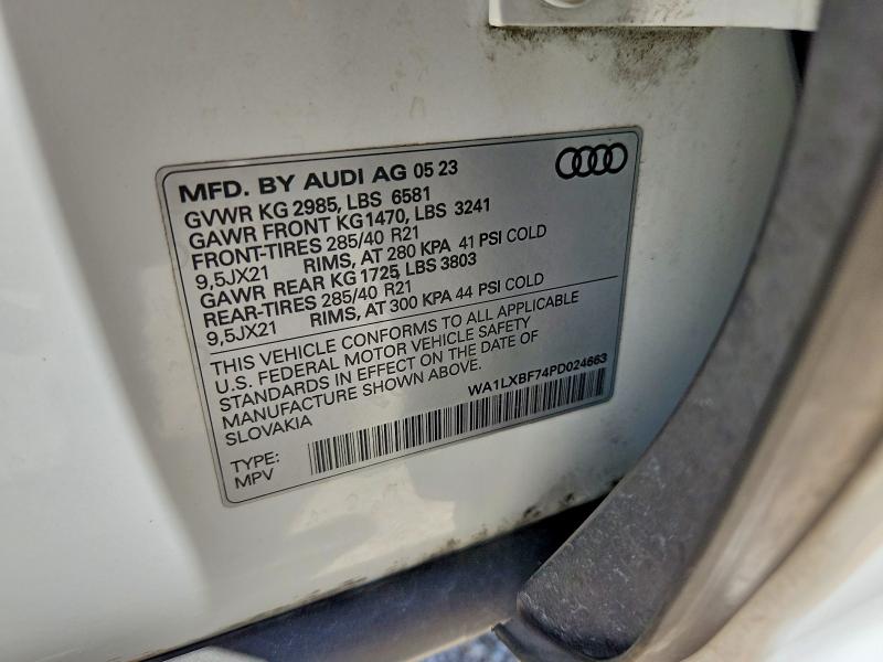 2023 Audi Q7 მანქანა იყიდება აუქციონზე, vin: WA1LXBF74PD024663, აუქციონის ნომერი: 65519346