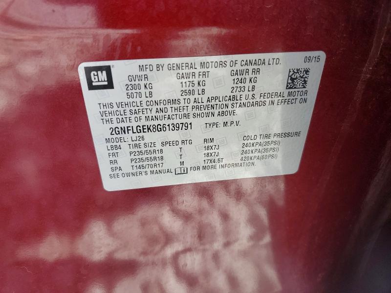 2016 Chevrolet Equinox მანქანა იყიდება აუქციონზე, vin: 2GNFLGEK8G6139791, აუქციონის ნომერი: 64097766
