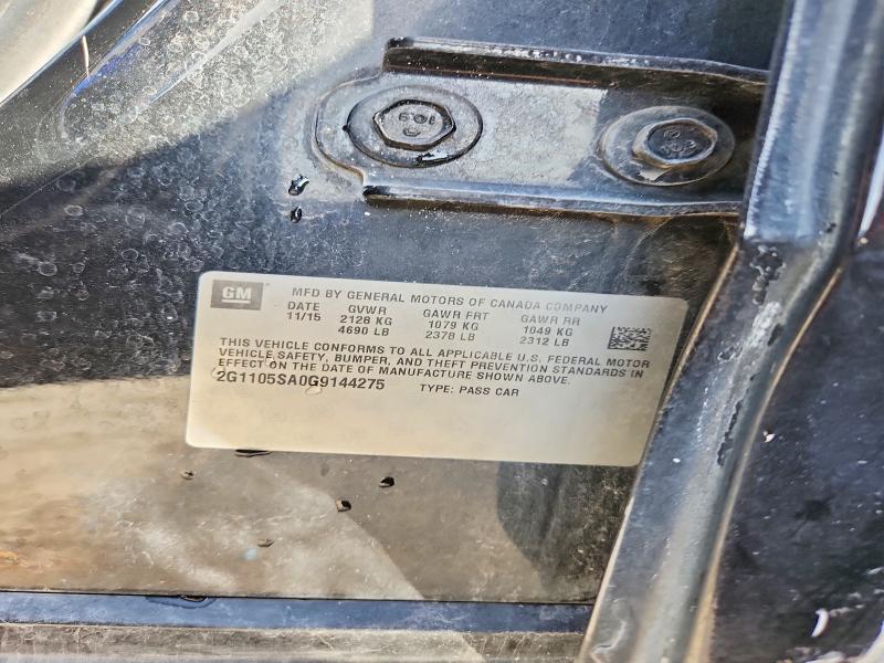 2016 Chevrolet Impala მანქანა იყიდება აუქციონზე, vin: 2G1105SA0G9144275, აუქციონის ნომერი: 65111426