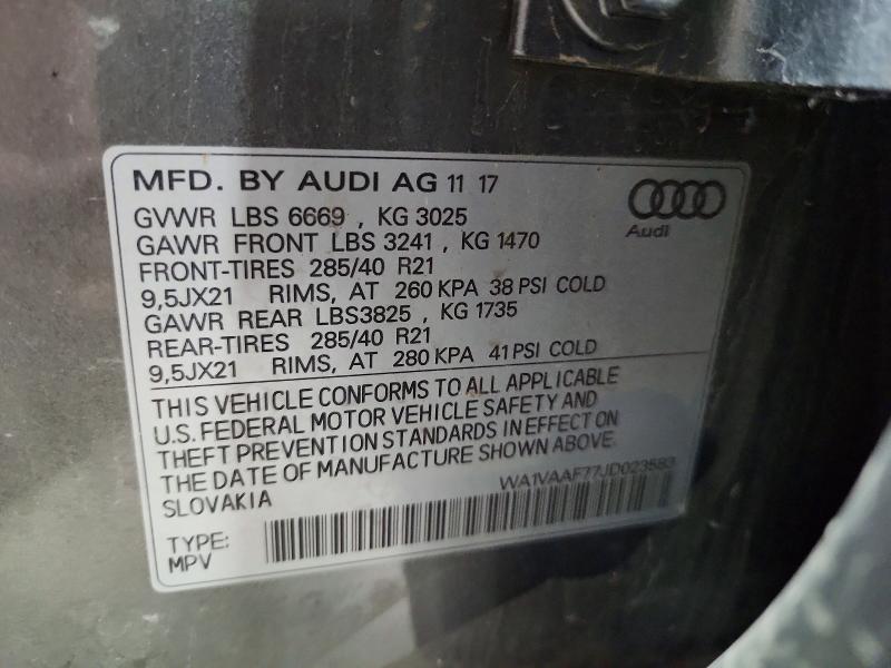 Aukcja sprzedaży 2018 Audi Q7, vin: WA1VAAF77JD023583, numer aukcji: 63731516
