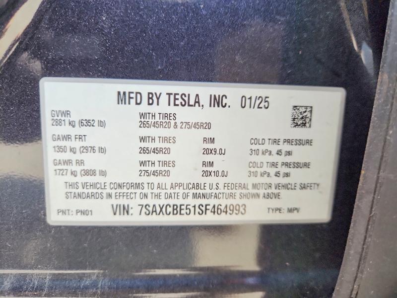 Aukcja sprzedaży 2025 Tesla Model X, vin: 7SAXCBE51SF464993, numer aukcji: 63479606