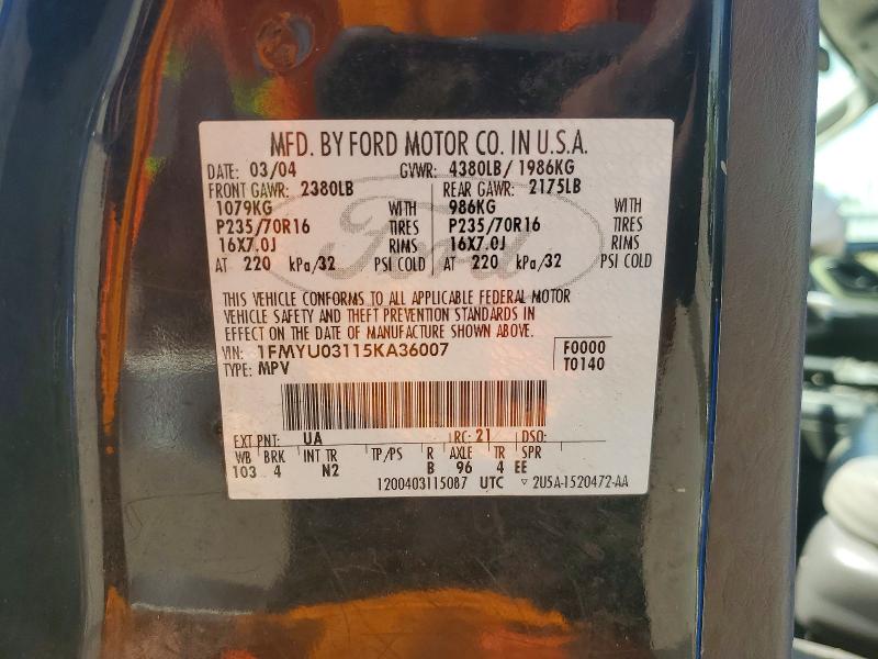 64400826 :رقم المزاد ، 1FMYU03115KA36007 vin ، 2005 Ford Escape مزاد بيع
