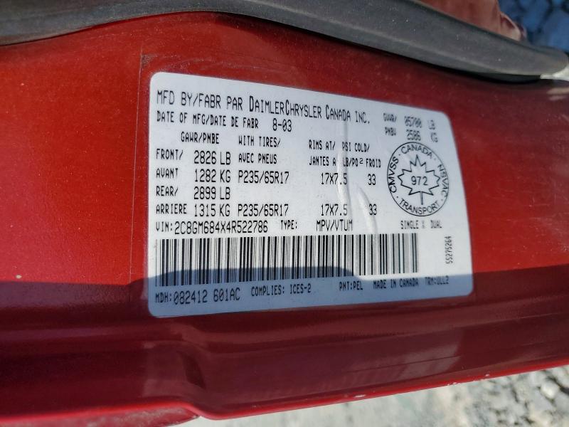 Продажа на аукционе авто 2004 Chrysler Pacifica, vin: 2C8GM684X4R522786, номер лота: 64438116