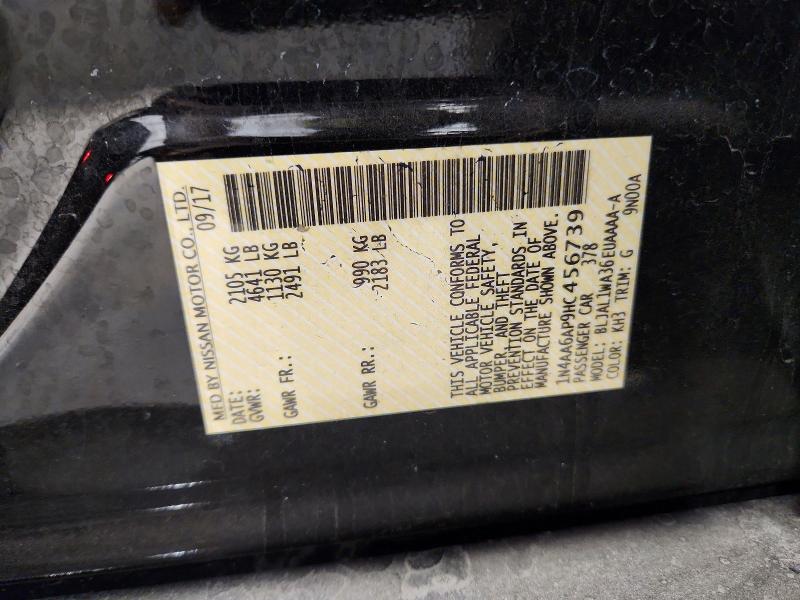 67147066 :رقم المزاد ، 1N4AA6AP9HC456739 vin ، 2017 Nissan Maxima مزاد بيع