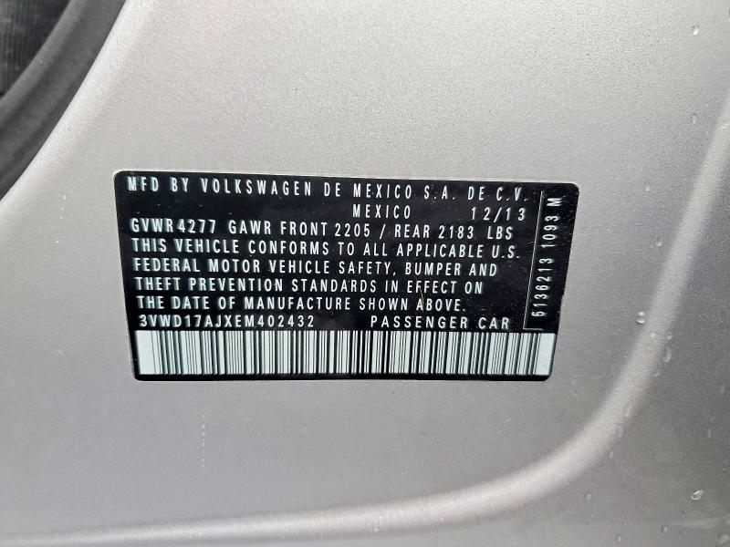 Продаж на аукціоні авто 2014 Volkswagen Jetta, vin: 3VWD17AJXEM402432, номер лоту: 63535646