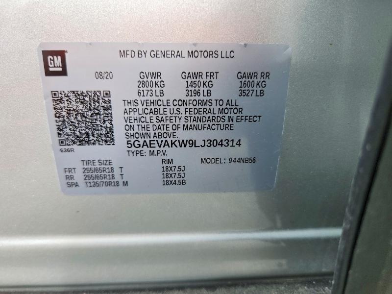 Продаж на аукціоні авто 2020 Buick Enclave, vin: 5GAEVAKW9LJ304314, номер лоту: 65290496