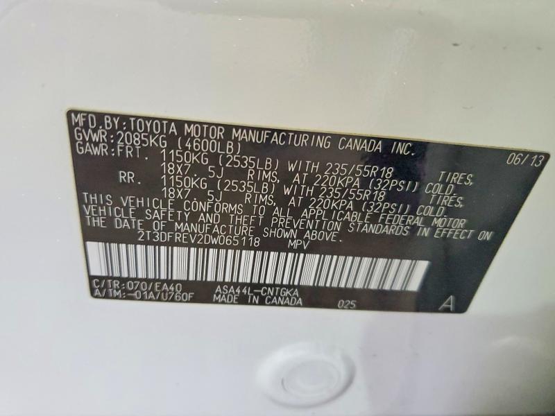 Продажа на аукционе авто 2013 Toyota Rav4, vin: 2T3DFREV2DW065118, номер лота: 64889736
