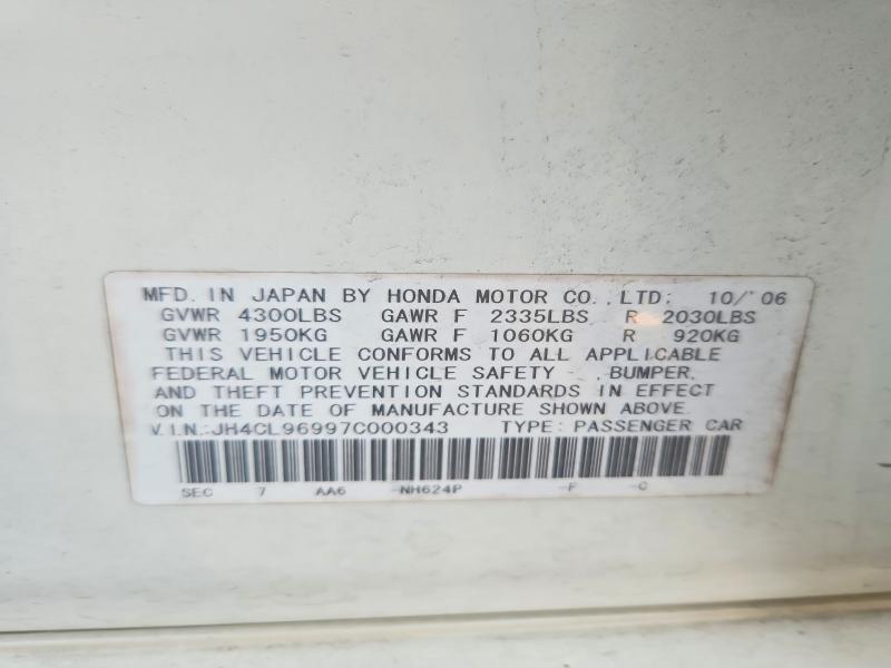 Продаж на аукціоні авто 2007 Acura Tsx, vin: JH4CL96997C000343, номер лоту: 65146826