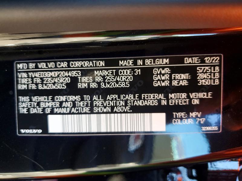 63698826 :رقم المزاد ، YV4ED3GM0P2044953 vin ، 2023 Volvo C40 مزاد بيع