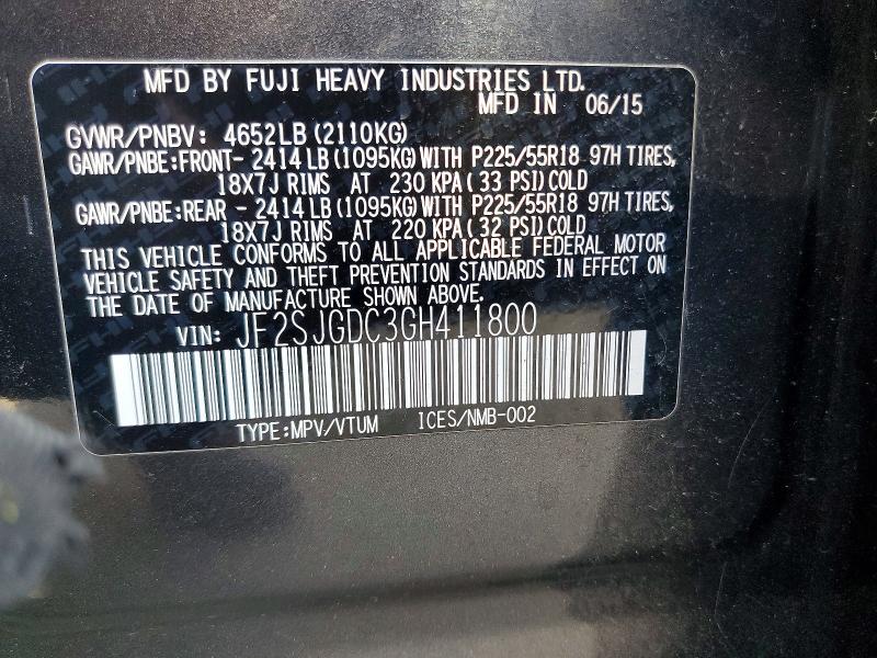 Продажа на аукционе авто 2016 Subaru Forester, vin: JF2SJGDC3GH411800, номер лота: 64759776