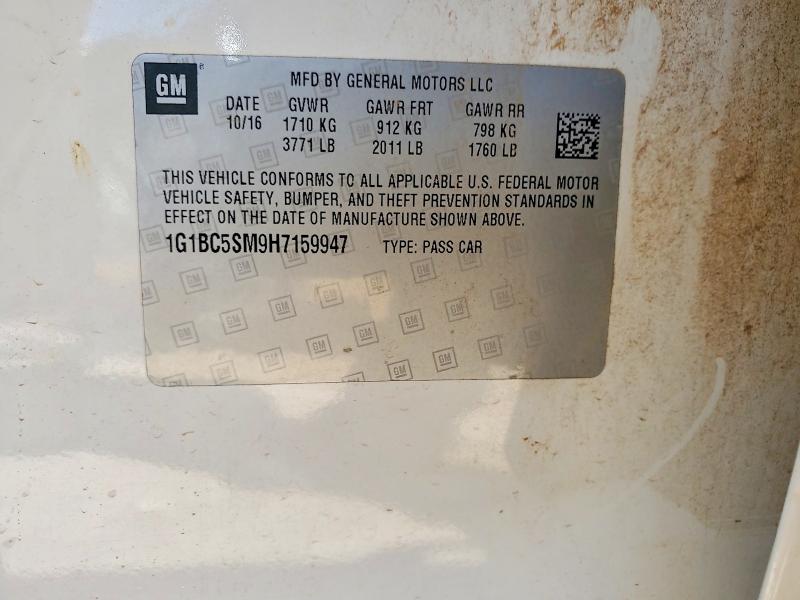 Продажа на аукционе авто 2017 Chevrolet Cruze, vin: 1G1BC5SM9H7159947, номер лота: 67079146