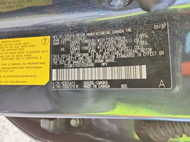 Aukcja sprzedaży 2007 Lexus Rx, vin: 2T2GK31UX7C026466, numer aukcji: 65382816