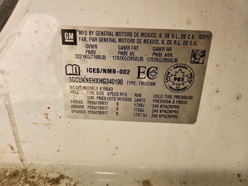 2017 Chevrolet Silverado მანქანა იყიდება აუქციონზე, vin: 3GCUKNEHXHG340190, აუქციონის ნომერი: 63489266