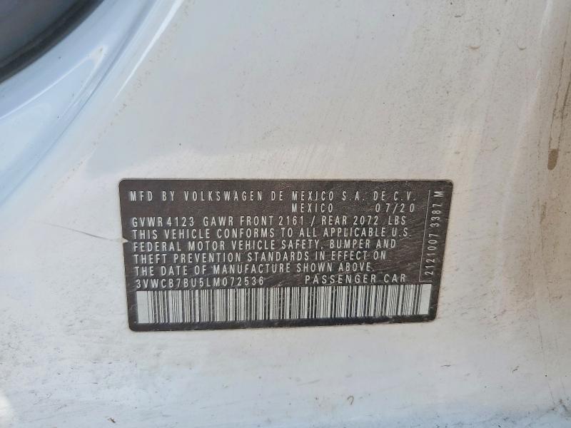 63888596 :رقم المزاد ، 3VWCB7BU5LM072536 vin ، 2020 Volkswagen Jetta مزاد بيع