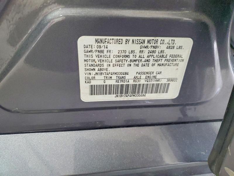63279016 :رقم المزاد ، JN1BV7AP4FM330484 vin ، 2015 Infiniti Q50 مزاد بيع