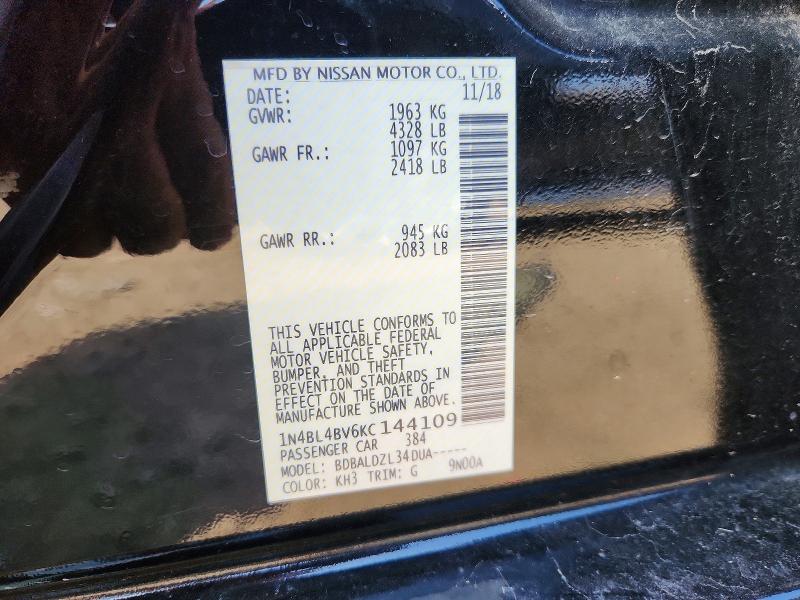 Продаж на аукціоні авто 2019 Nissan Altima, vin: 1N4BL4BV6KC144109, номер лоту: 64024996