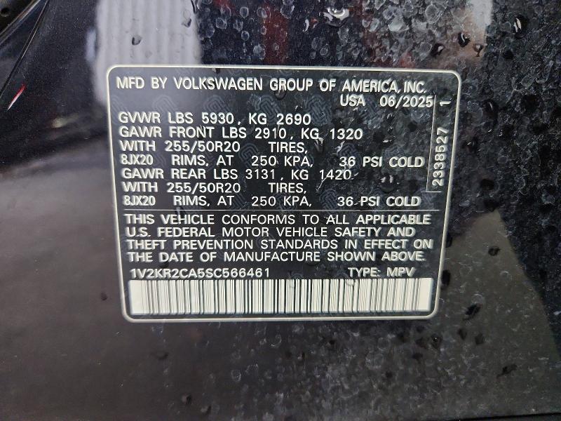 Aukcja sprzedaży 2025 Volkswagen Atlas, vin: 1V2KR2CA5SC566461, numer aukcji: 66021976
