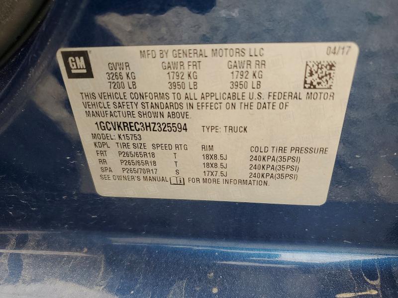 65579266 :رقم المزاد ، 1GCVKREC3HZ325594 vin ، 2017 Chevrolet Silverado مزاد بيع