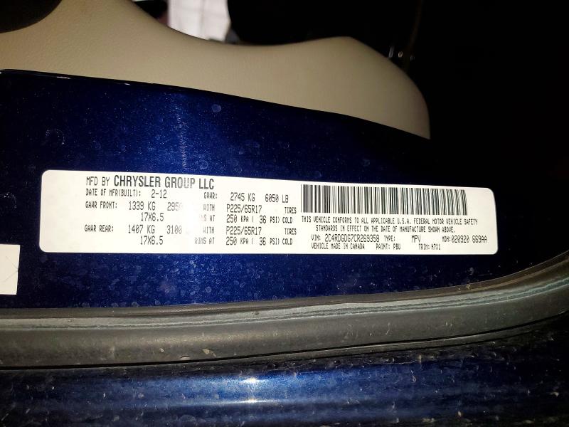 Aukcja sprzedaży 2012 Dodge Grand Caravan, vin: 2C4RDGDG7CR269358, numer aukcji: 65909826