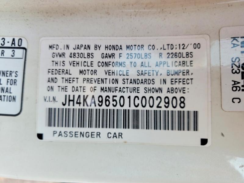 Продаж на аукціоні авто 2001 Acura 3.5rl, vin: JH4KA96501C002908, номер лоту: 63761056