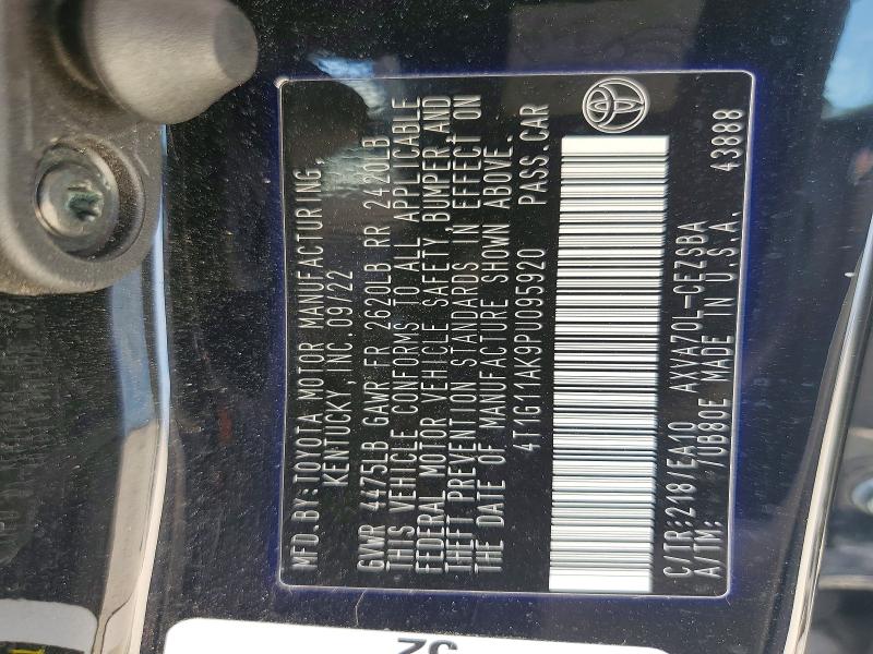 2023 Toyota Camry მანქანა იყიდება აუქციონზე, vin: 4T1G11AK9PU095920, აუქციონის ნომერი: 66023886