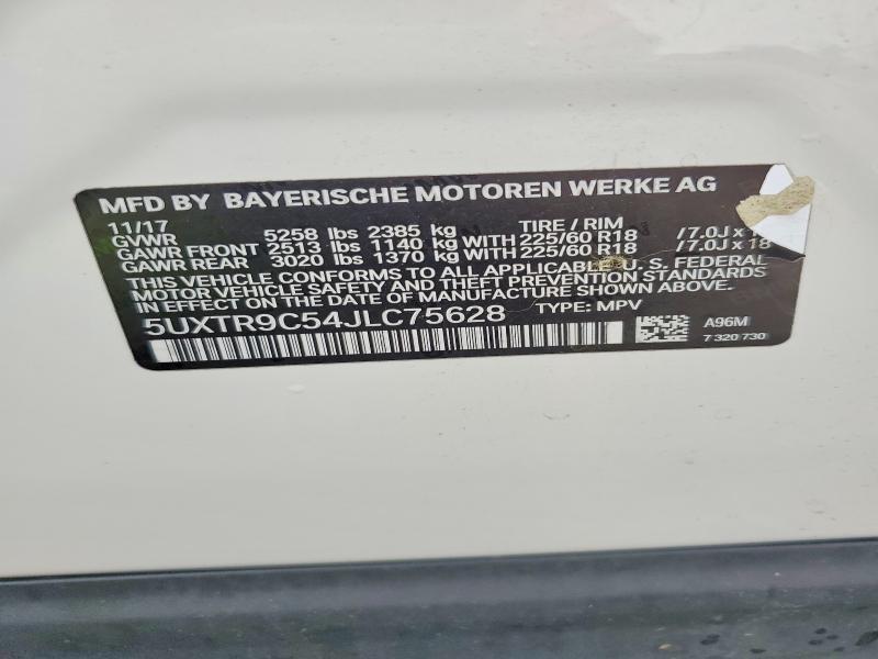 Aukcja sprzedaży 2018 Bmw X3, vin: 5UXTR9C54JLC75628, numer aukcji: 63400456